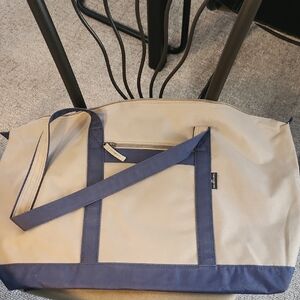 Samsonite Canvas Weekender Tote Bag in Beige and Navy